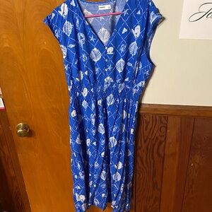 Sonoma Blue and White Floral Midi Dress